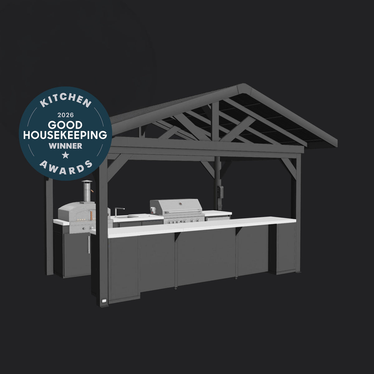 Lancaster | Galley Outdoor Kitchen with Built-In Grill & Pizza Oven