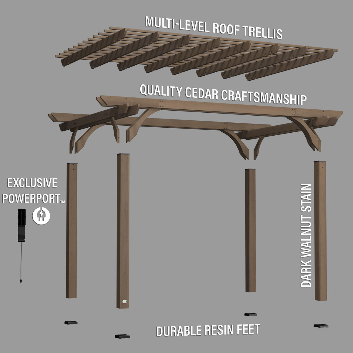 14x10 Somerville Pergola - Barnwood Stain