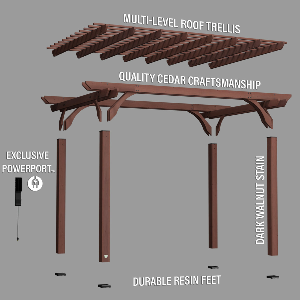 14x10 Somerville Pergola - Walnut Stain