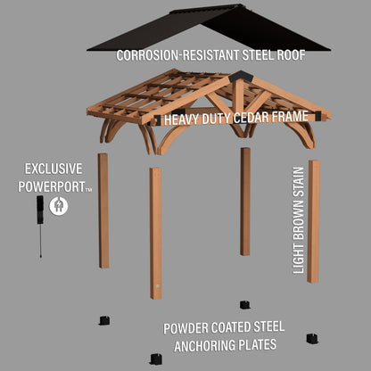 12x10 Arlington Gazebo with Electric - Lt Brown