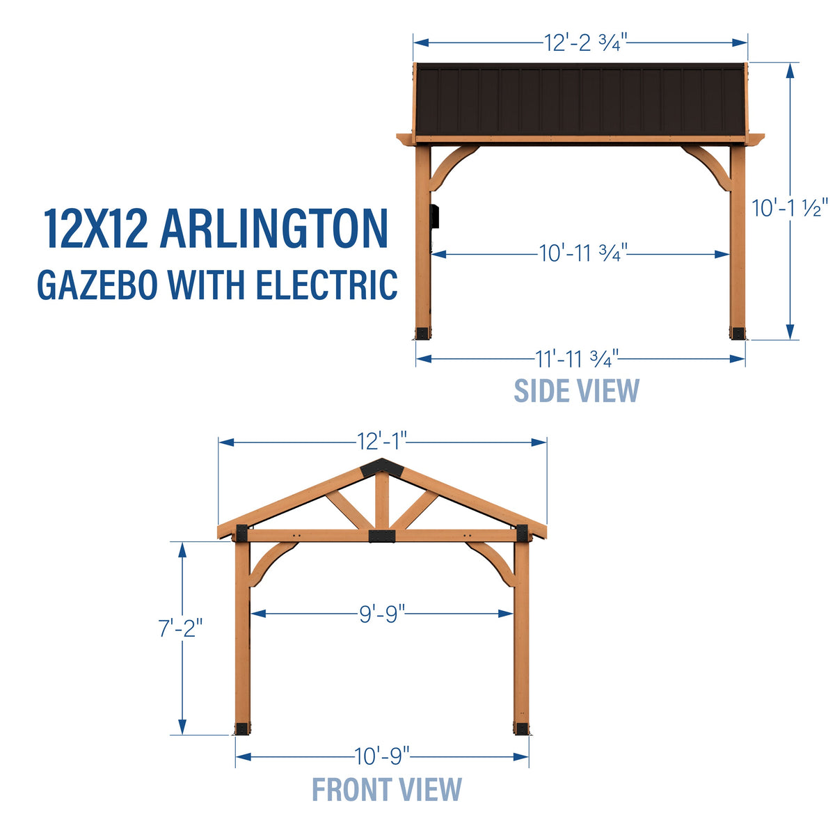 12x12 Arlington Gazebo with Electric - Lt Brown