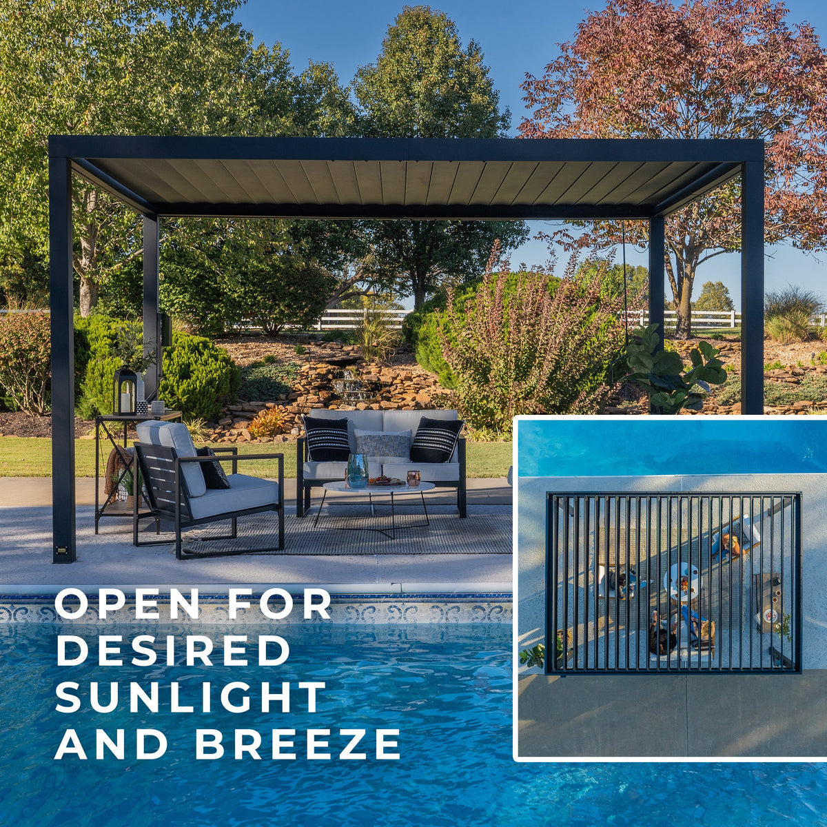 14x10 Sarasota Steel Louvered Pergola
