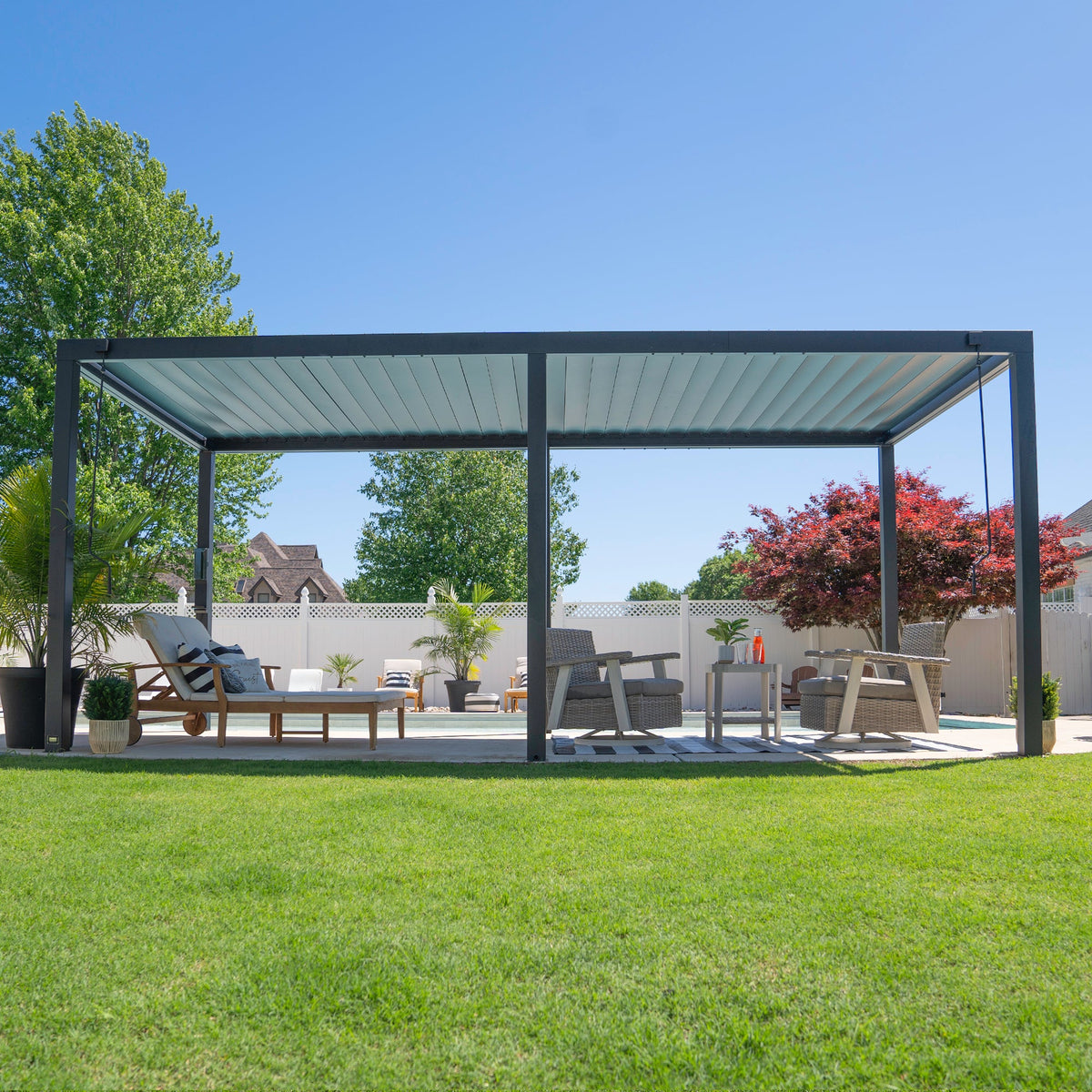 20x10 Sarasota Steel Louvered Pergola