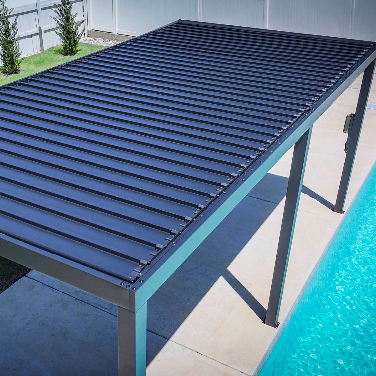 20x10 Sarasota Steel Louvered Pergola