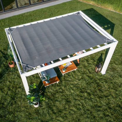 14x12 Windham Modern Steel Pergola With Sail Shade Soft Canopy