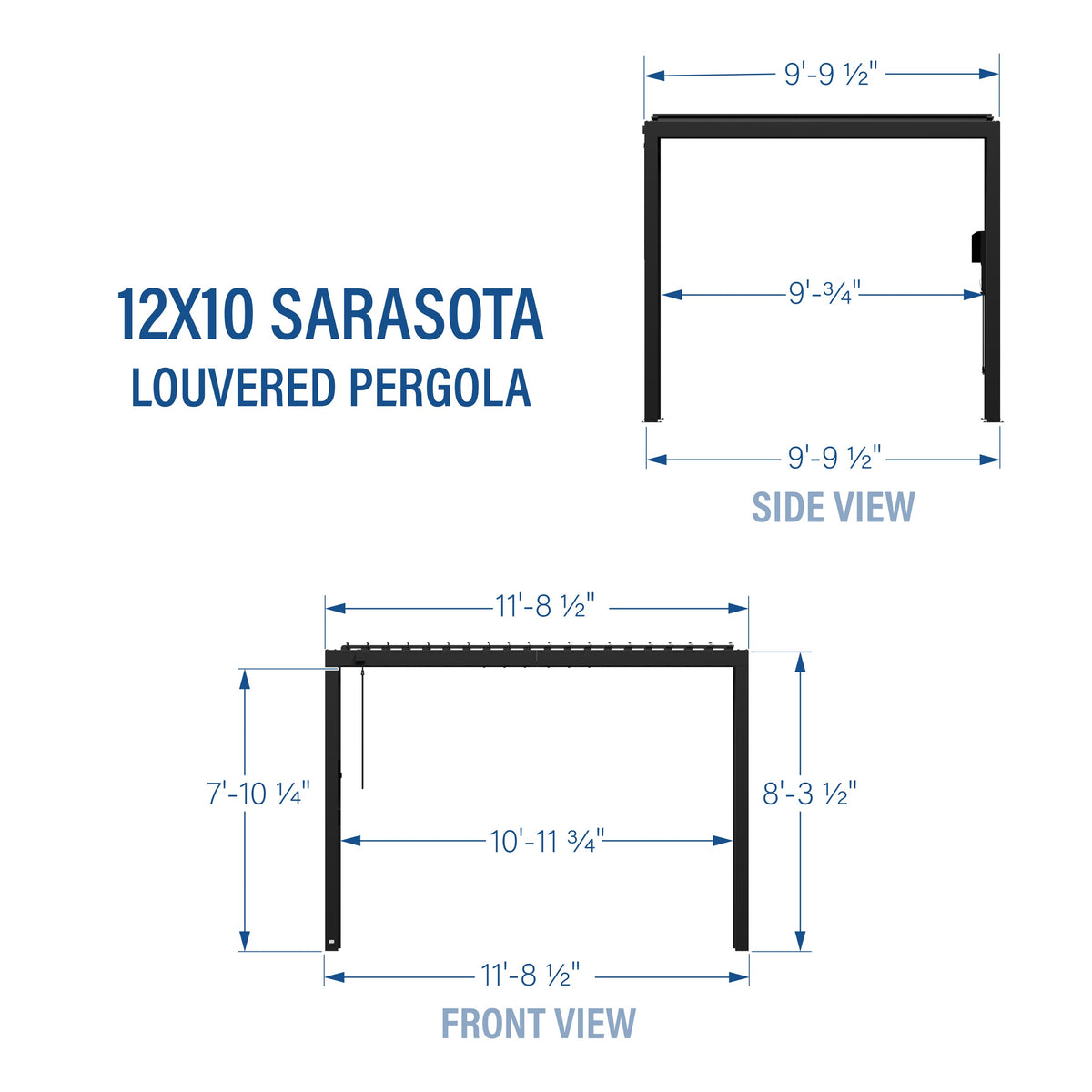 12x10 Sarasota Steel Louvered Pergola