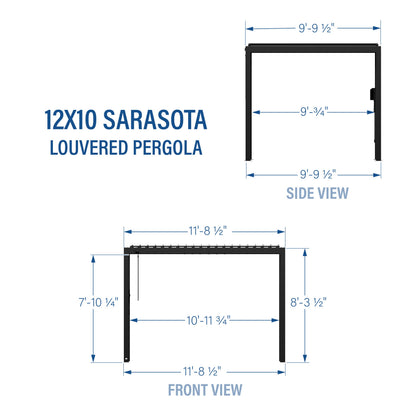 12x10 Sarasota Steel Louvered Pergola