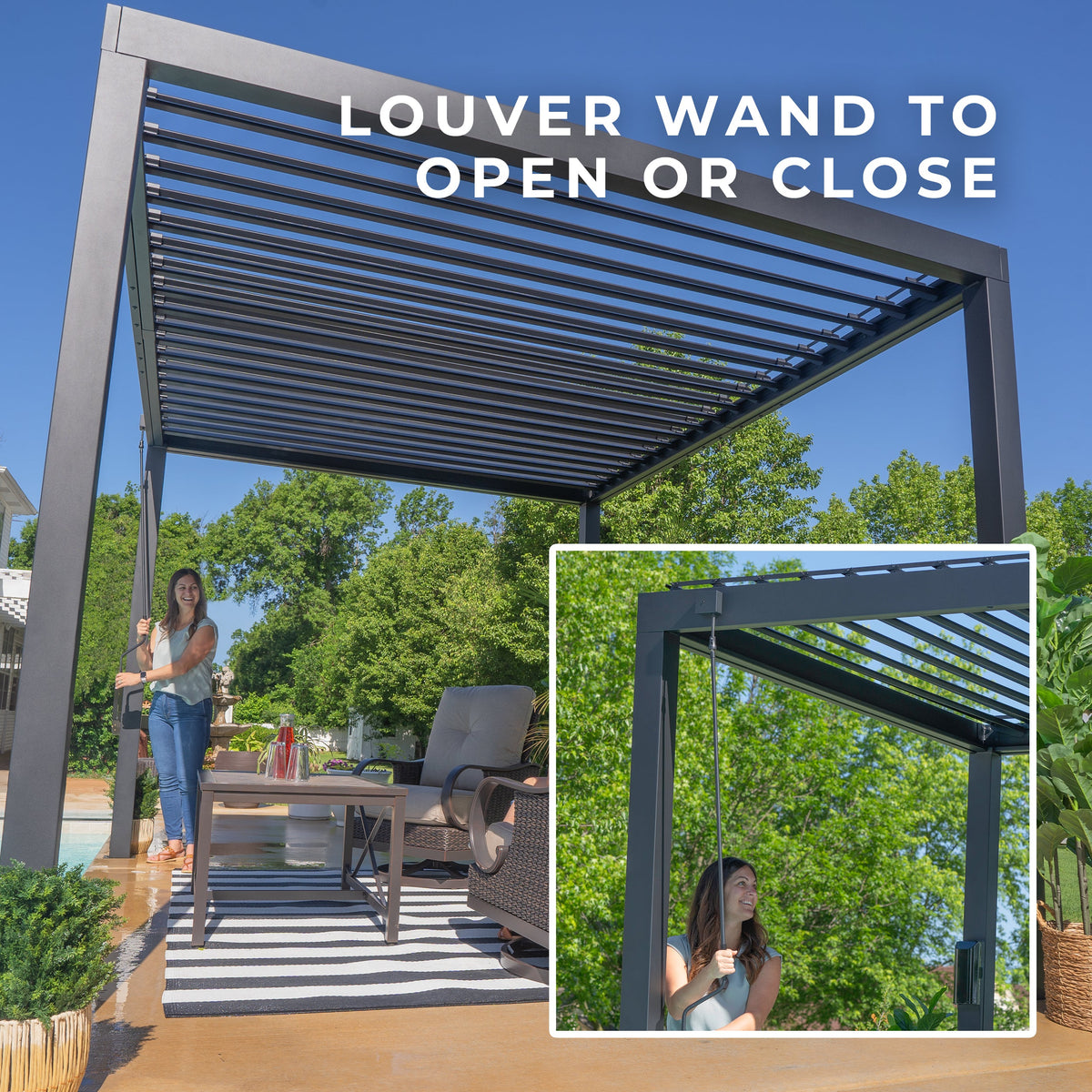 12x10 Sarasota Steel Louvered Pergola