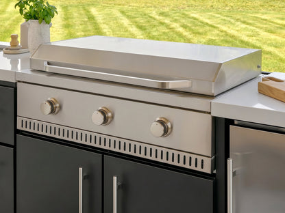 Lancaster | Covered Linear Outdoor Kitchen with Built-In Griddle