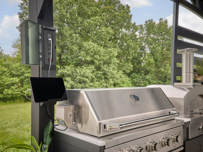 Langston | Covered Walk-In Outdoor Kitchen with Built-In Griddle & Pizza Oven