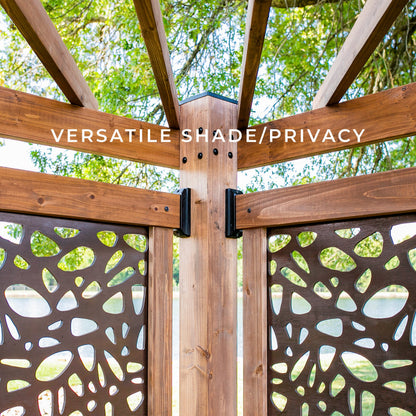 Tuscany Corner Pergola with Conversation Seating - Privacy Panels