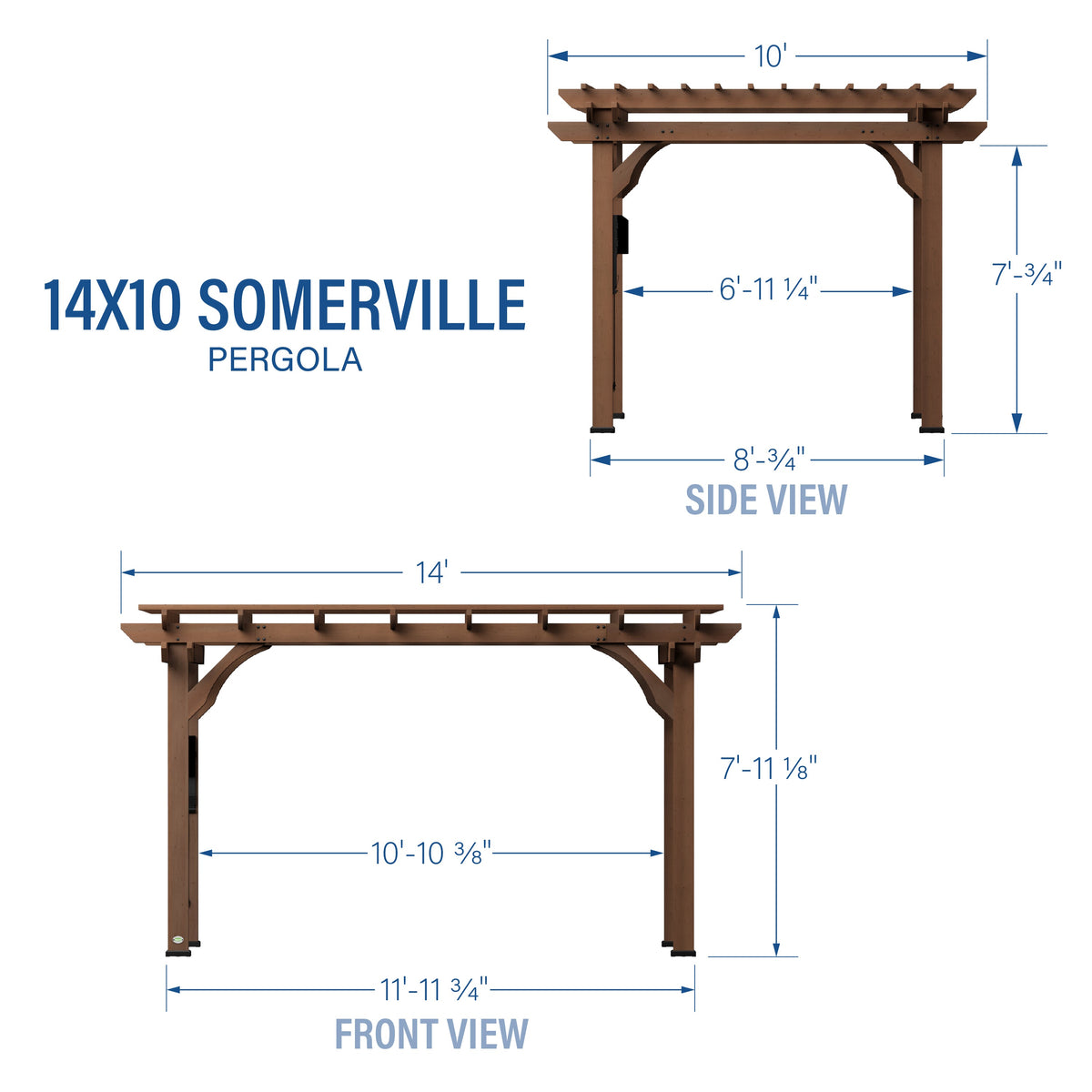 14x10 Somerville Pergola - Walnut Stain