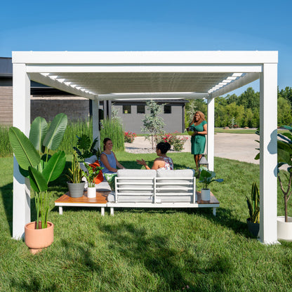 14x10 Windham Modern Steel Pergola With Sail Shade Soft Canopy