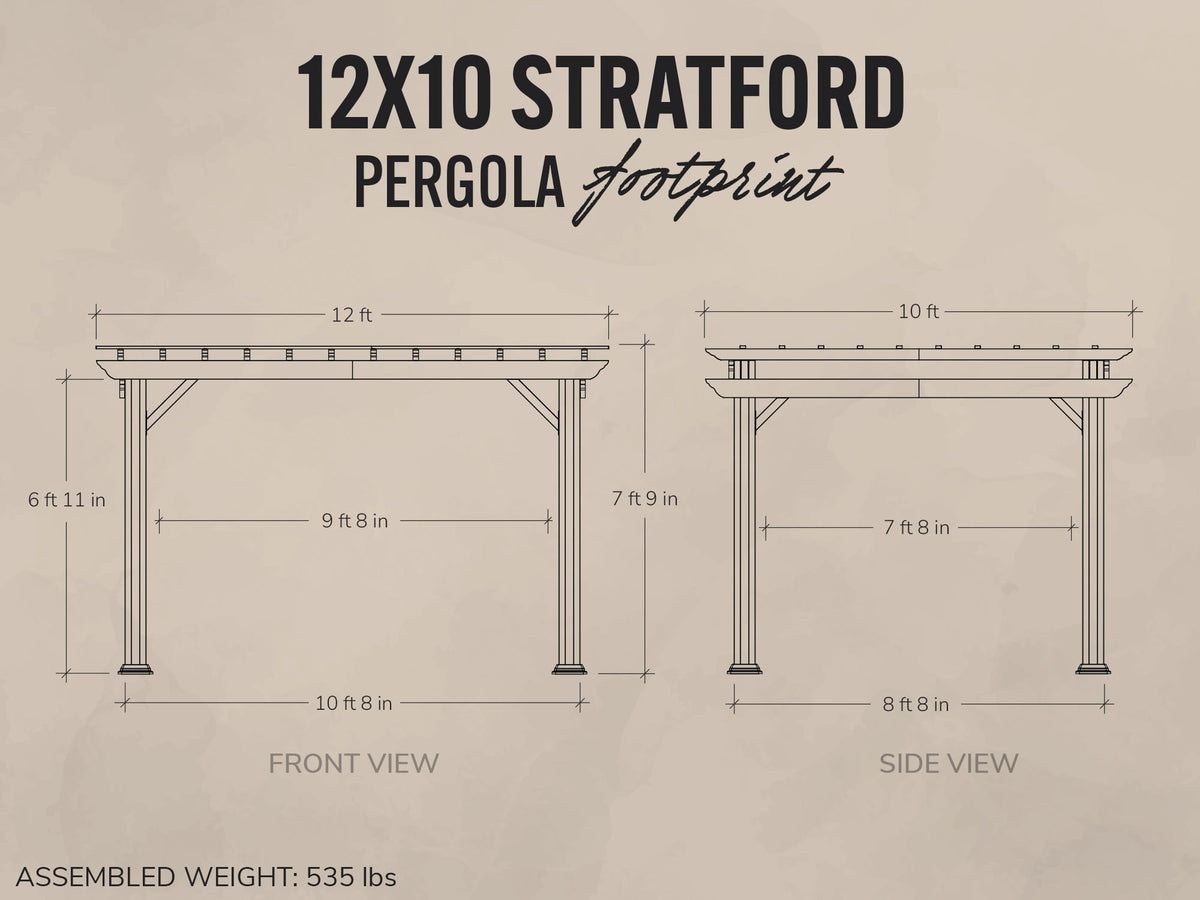Stratford | 12x10 Steel Pergola – Black