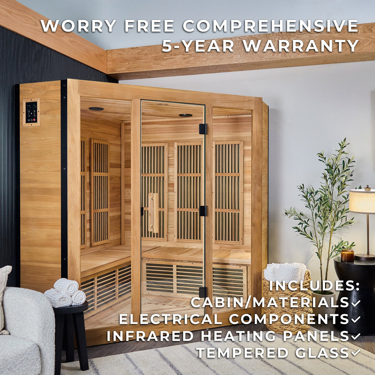 Rylan Indoor Infrared Corner Sauna – 4 Person